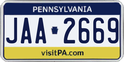 PA license plate JAA2669