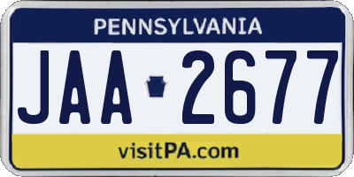 PA license plate JAA2677
