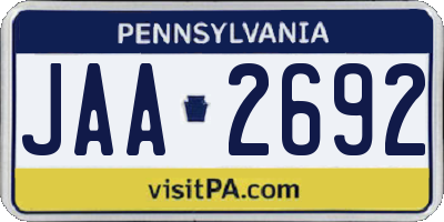 PA license plate JAA2692