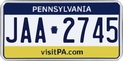 PA license plate JAA2745