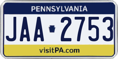 PA license plate JAA2753