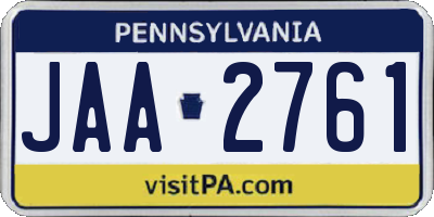 PA license plate JAA2761