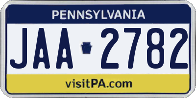 PA license plate JAA2782