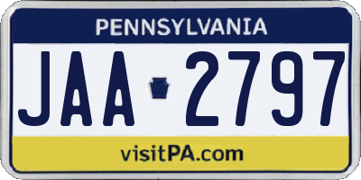PA license plate JAA2797