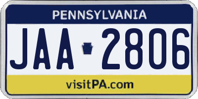 PA license plate JAA2806