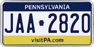 PA license plate JAA2820