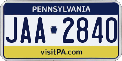 PA license plate JAA2840