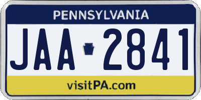 PA license plate JAA2841