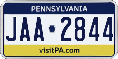 PA license plate JAA2844