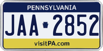 PA license plate JAA2852