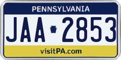 PA license plate JAA2853