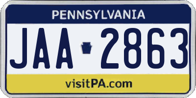 PA license plate JAA2863