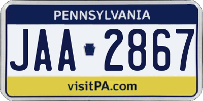 PA license plate JAA2867