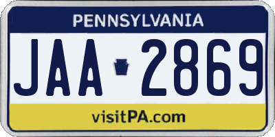 PA license plate JAA2869