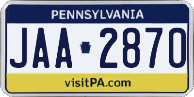 PA license plate JAA2870