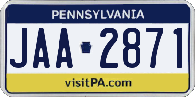 PA license plate JAA2871