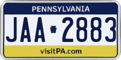 PA license plate JAA2883