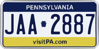 PA license plate JAA2887