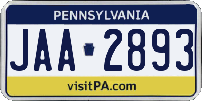 PA license plate JAA2893