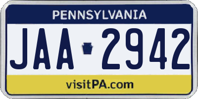 PA license plate JAA2942