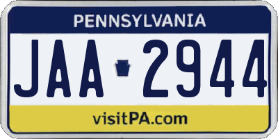 PA license plate JAA2944