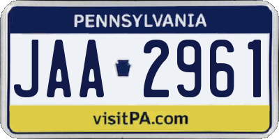 PA license plate JAA2961