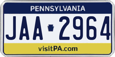 PA license plate JAA2964