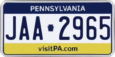 PA license plate JAA2965