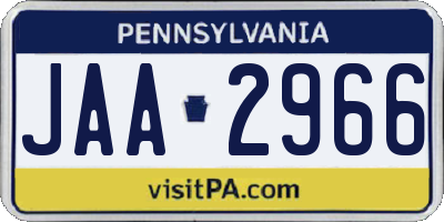 PA license plate JAA2966