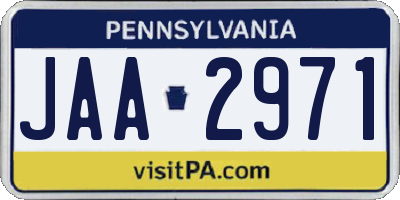 PA license plate JAA2971