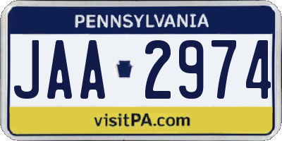PA license plate JAA2974