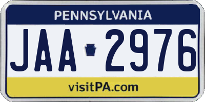 PA license plate JAA2976