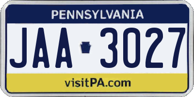 PA license plate JAA3027