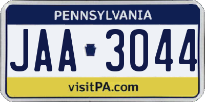 PA license plate JAA3044