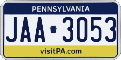 PA license plate JAA3053