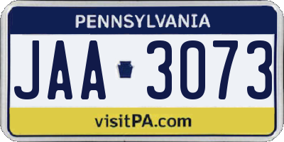 PA license plate JAA3073