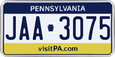 PA license plate JAA3075