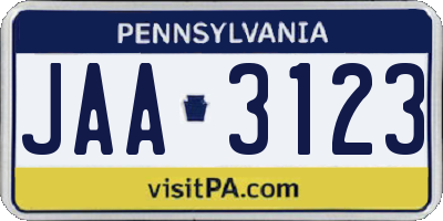 PA license plate JAA3123