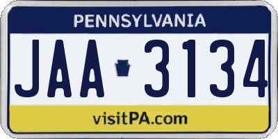 PA license plate JAA3134