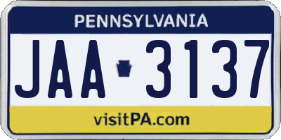 PA license plate JAA3137