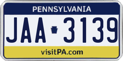 PA license plate JAA3139