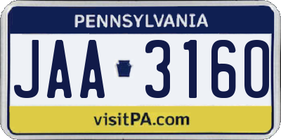 PA license plate JAA3160