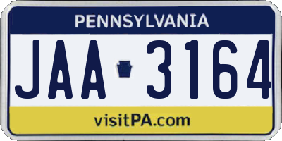 PA license plate JAA3164