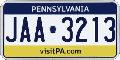 PA license plate JAA3213