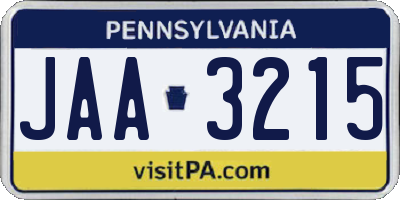 PA license plate JAA3215