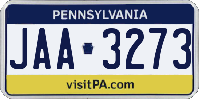 PA license plate JAA3273