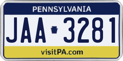 PA license plate JAA3281