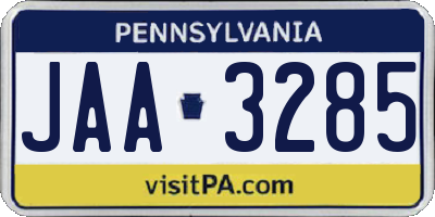 PA license plate JAA3285