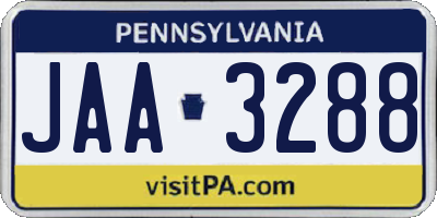 PA license plate JAA3288
