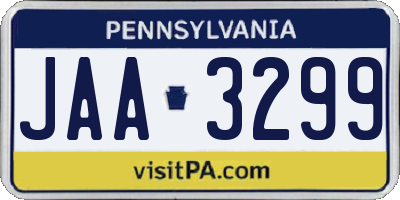 PA license plate JAA3299